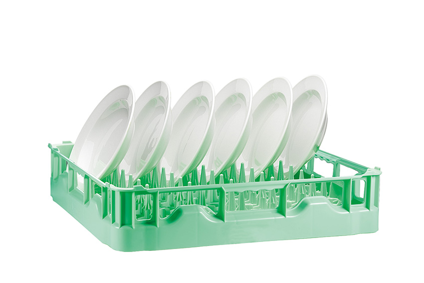 Panier lave-vaisselle à doigts pour assiettes - 500x500mm - 12/18 assiettes 