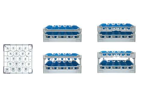 Glass rack 20 compartments - 500x500x173mm - glass h:140mm - ø99mm