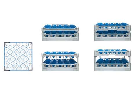 Casier lave-vaisselle 44 compartiments - 500x500x173mm - verre h:140mm - ø67mm