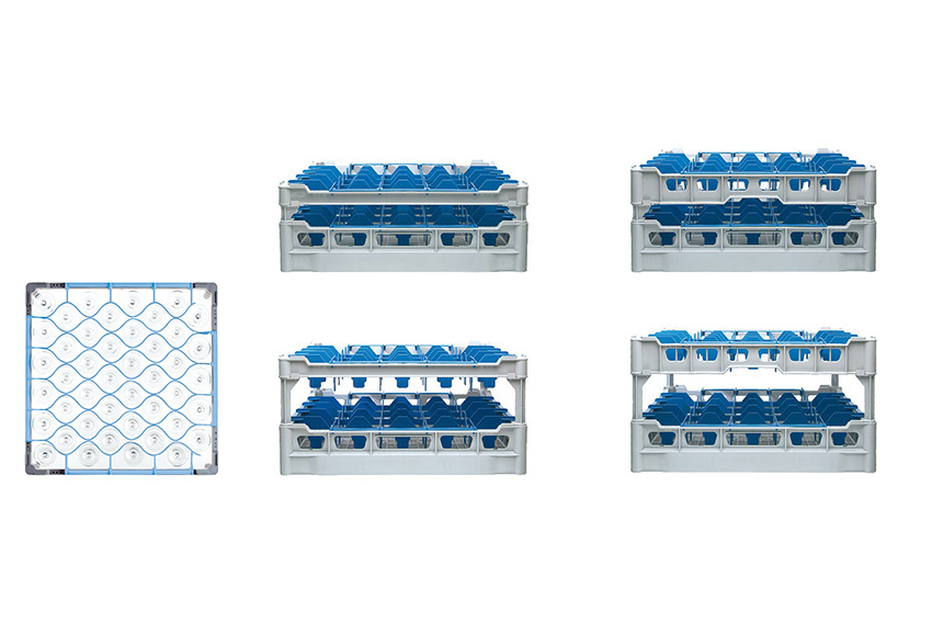 Glaserkorb 44 Fächer – 500x500x218mm - Glas H:185mm - Ø67mm 