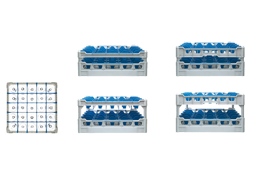 Casier lave-vaisselle 25 compartiments - 500x500x263mm - verre h:230mm - ø90mm 