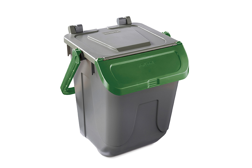 Poubelle avec couvercle basculant - corps gris - couvercle - 25l 
