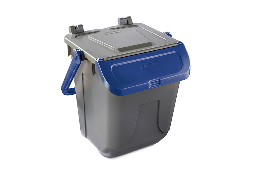 Waste bin with hingedlid - grey body - 25l 