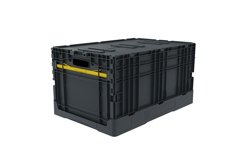 EN Folding crate Industry Line 63L - 600x400x320mm - with lid - closed 
