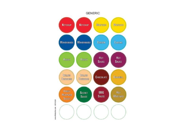 Feuille avec 24 etiquettes colorees 