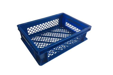 EN stacking bread crate 12l - 400x300x120mm - perforated sides and bottom - closed handles