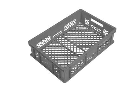 EN stacking bread crate 28l - 600x400x150mm - perforated sides and bottom - 2 open handles
