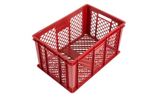 EN stacking bread crate 64l - 600x400x320mm - perforated sides and bottom partly - 2 open handles