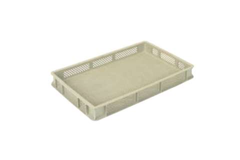 EN Stacking bin Gold 12l - 600x400x70mm - perforated sides and reinforced perforated bottom