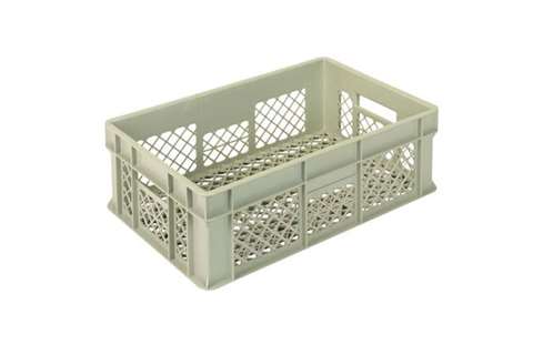EN Stacking bin Gold 38l - 600x400x200mm - perforated sides and reinforced perforated bottom