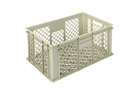 EN Stacking bin Gold 58l - 600x400x290mm - perforated sides and reinforced perforated bottom