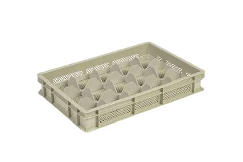 Gläserbehälter 15 Fächer 600x400x100 Mm - Ø106mm - Perforiert