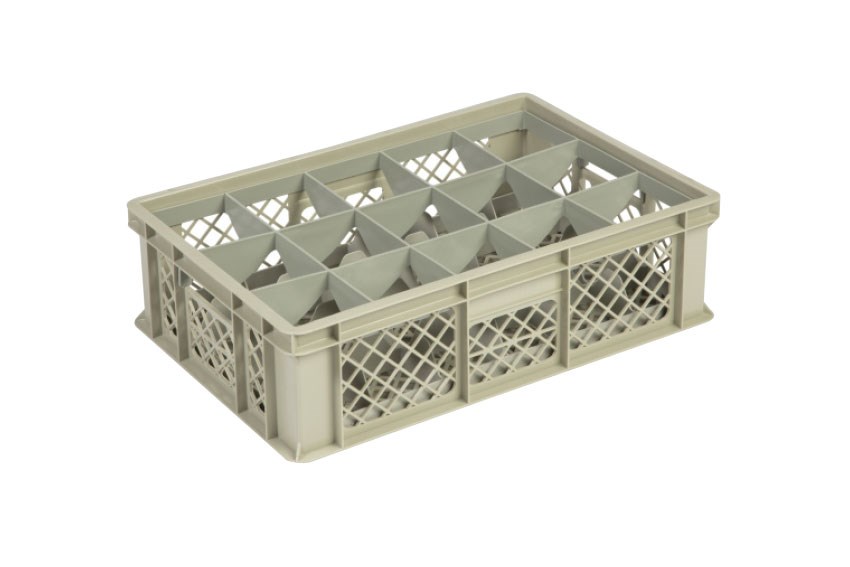Glass rack 15 compartments 600x400x170mm - ø106mm - vented 