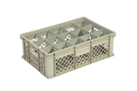 Gläserbehälter 15 Fächer 600x400x200mm - Ø106mm - Perforiert