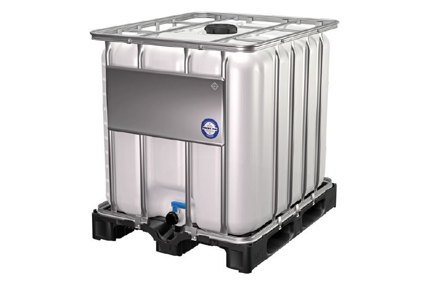 IBC container UN 1000l - 1200x1000x1175 -synthetic pallet -fillopening ø150mm -interchangeble faucet 