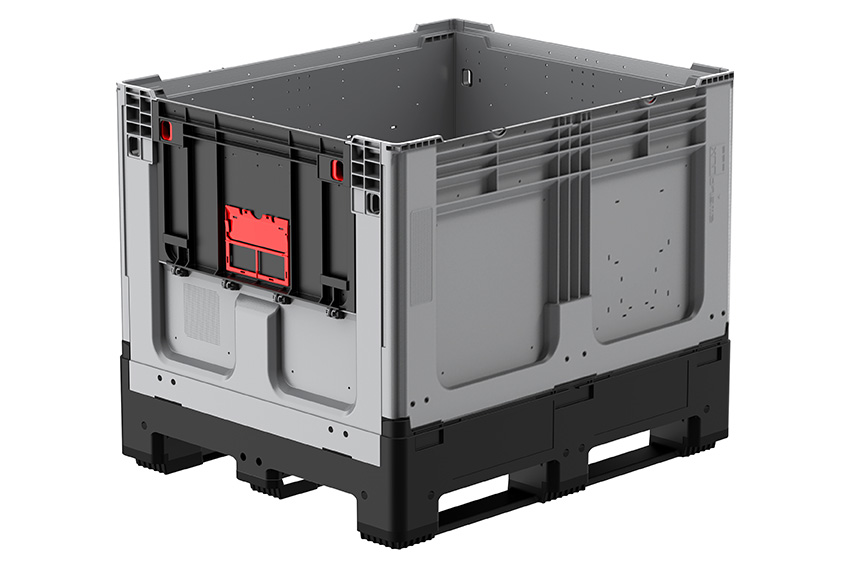 Logifold box 1200x1000x975mm - 855l - closed - 3 skids  - flap door 1 short side 