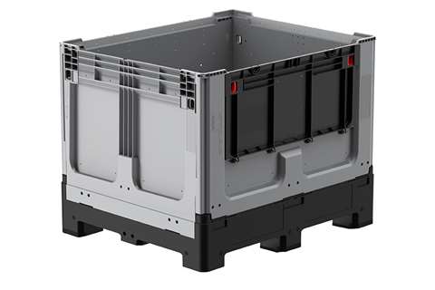 Logifold box 1200x1000x970mm - 855l - fermé - 4 pieds - porte battante 1 côté long