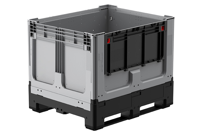 Logifold box 1200x1000x975mm - 855l - fermé - 2 semelles - porte battante 1 côté long  