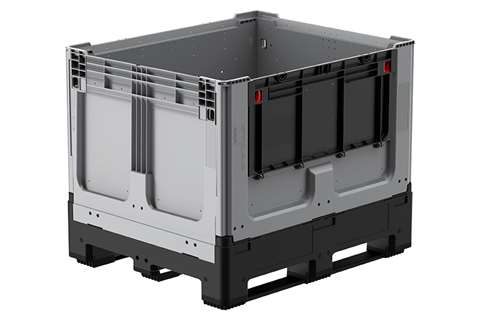 Logifold box 1200x1000x975mm - 855l - fermé - 3 semelles - porte battante 1 côté long