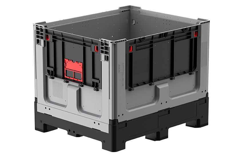 Logifold box 1200x1000x970mm - 855l - closed - 4 feet - flap door 1 short + 1 long side 