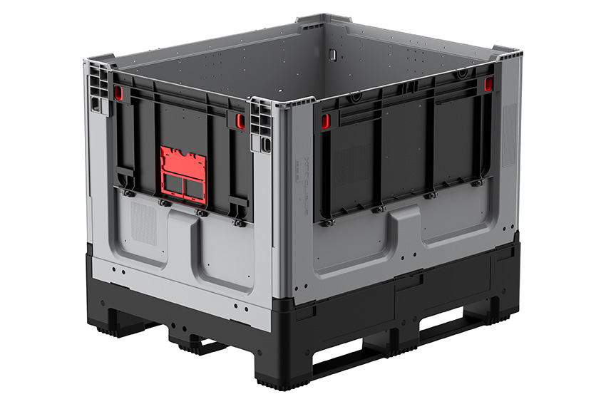 Logifold box 1200x1000x975mm - 855l - fermé - 3 semelles - porte battante 1 côté court + 1 côté long 