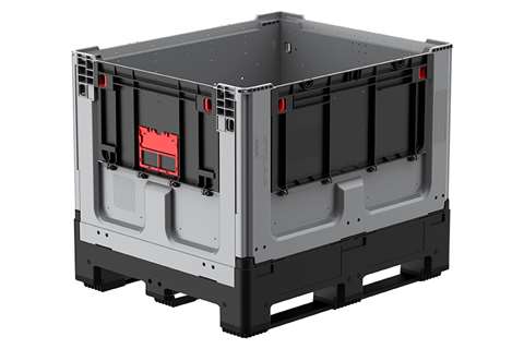Logifold box 1200x1000x975mm - 855l - closed - 3 skids - flap door 1 short + 1 long side