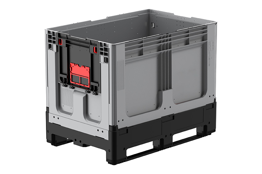 Logifold box 1200x800x958mm - 660l - closed - 2 skids - flap door  1 short side 