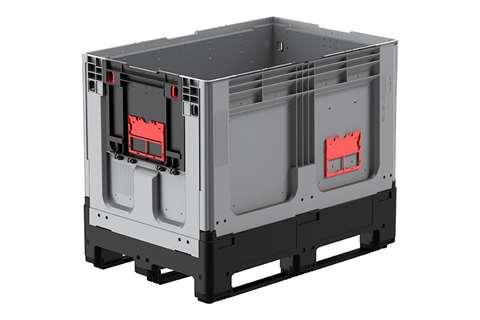 Logifold box 1200x800x958mm - 660l - fermé - 3 semelles - porte battante sur 1 côté court