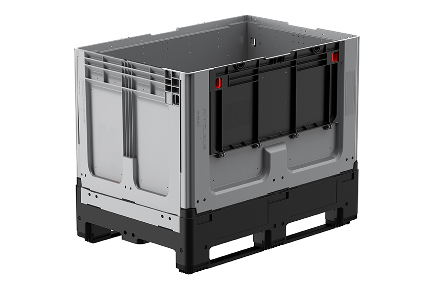 Logifold box 1200x800x958mm - 660l - fermé - 2 semelles - porte battante 1 côté long  