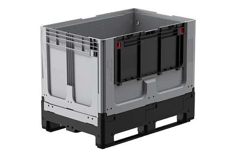 Logifold box 1200x800x958mm - 660l - fermé - 2 semelles - porte battante 1 côté long