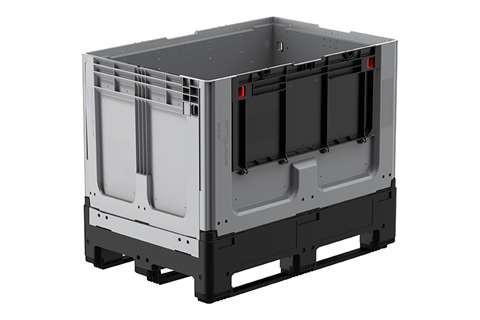 Logifold box 1200x800x958mm - 660l - fermé - 3 semelles - porte battante 1 côté long