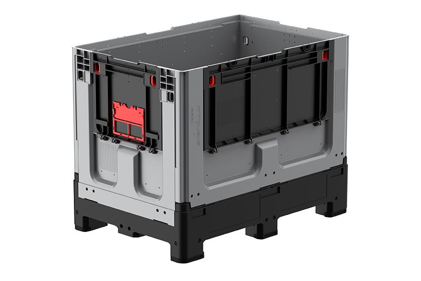 Logifold box 1200x800x953mm - 660l - closed - 4 feet - flap door 1 short + 1 long side 