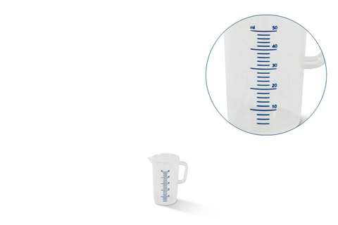 Messbecher - 50 Ml - Erhabene Blaue Skala
