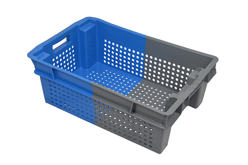 EN Bac gerbable emboîtable 32l - 600x400x200mm - parois et fond perforé - bicolor 