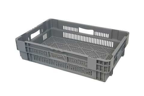 EN Nestable and stackable crate 26l - 600x400x144mm - perforated sides and bottom - monocolor