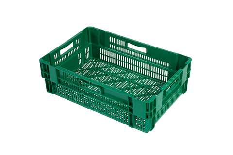 EN Nestable and stackable crate 34l - 600x400x187mm - perforated sides and bottom - monocolor