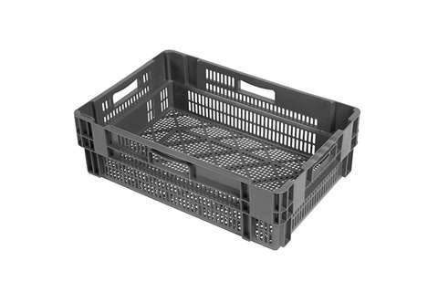 EN Nestable and stackable crate 34l - 600x400x187mm - perforated sides and bottom - monocolor