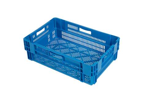EN Nestable and stackable crate 34l - 600x400x187mm - perforated sides and bottom - monocolor