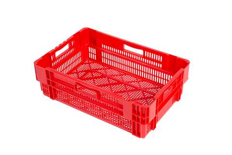EN Nestable and stackable crate 34l - 600x400x187mm - perforated sides and bottom - monocolor