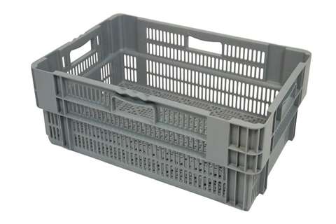 EN Nestable and stackable crate 47l - 600x400x245mm - perforated sides and bottom - monocolor