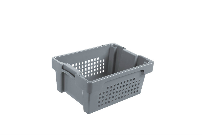 EN Nestable and stackable crate 14l - 400x300x170mm - perforated sides and closed bottom 
