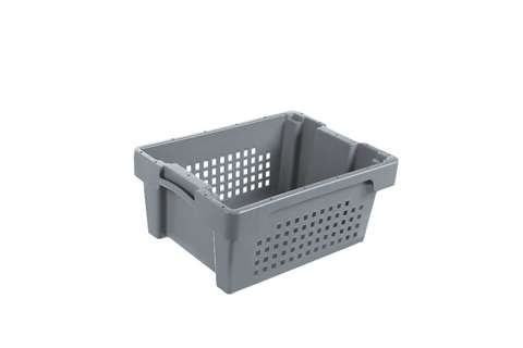 EN Nest- und Drehstapelbehälter 14l - 400x300x170mm - Perforierte Wände und geschlossener Boden