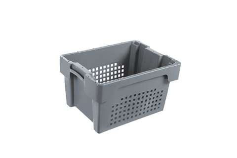 EN Nest- und Drehstapelbehälter 18l - 400x300x220mm - Perforierte Wände und geschlossener Boden