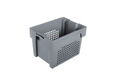 EN Nest- und Drehstapelbehälter 23l - 400x300x270mm - Perforierte Wände und geschlossener Boden