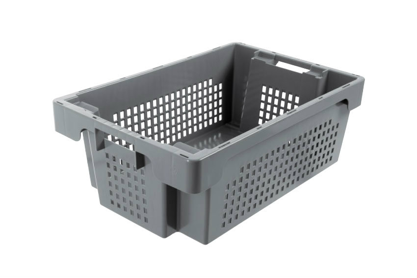 EN Bac gerbable emboîtable 32l - 600x400x200mm - parois perforées et fond fermé 