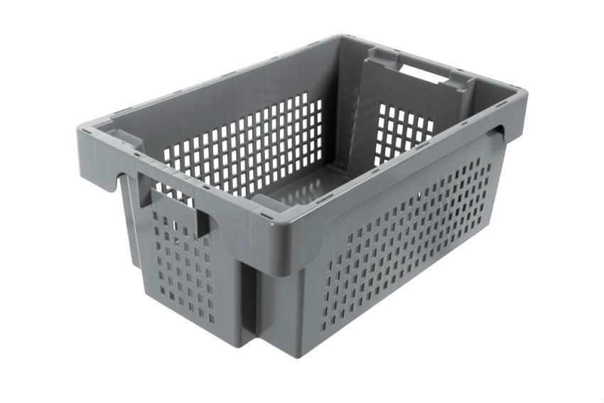 EN Nestable and stackable crate 40l - 600x400x250mm - perforated sides and closed bottom 