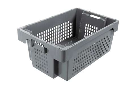 EN Bac gerbable emboîtable 40l - 600x400x250mm - parois perforées et fond fermé