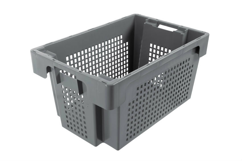 EN Nestable and stackable crate 50l - 600x400x300mm - perforated sides and closed bottom 