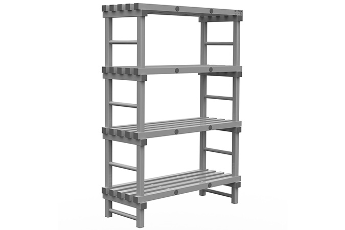 Rayonnage 1000x500x1900mm - 4 niveaux - espacement 500mm - garde au sol 200mm 