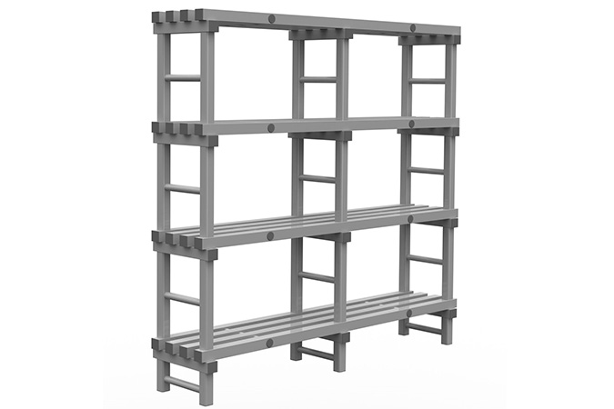 Rayonnage 1500x400x1900mm - 4 niveaux - espacement 500mm - garde au sol 200mm - 2 compartiments 